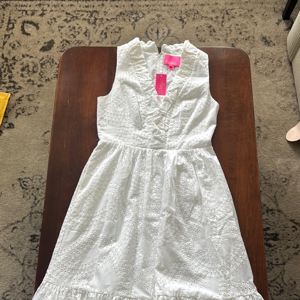 Lilly Pulitzer White Sleeveless Mock Neck Sundress